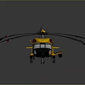 Highly Detailed Yellow Helicopter With Extended Rotors Sleek Fuselage And Dark Background
