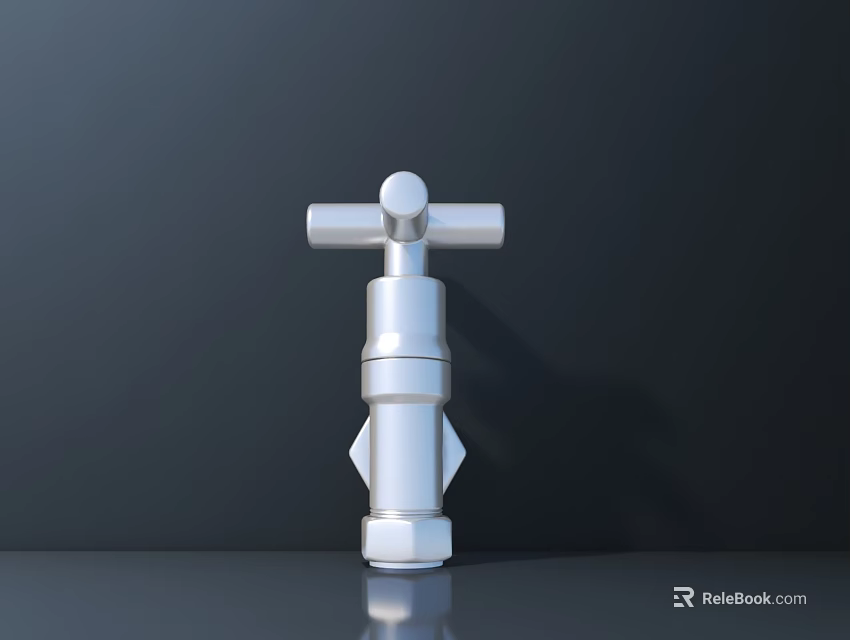 Industrial Silver Metal Valve Hardware Tool With Cross Handle And Durable Structure 3d model 