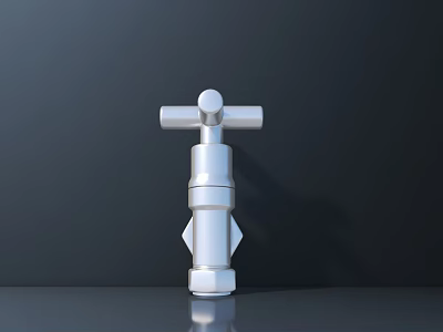 Industrial Silver Metal Valve Hardware Tool With Cross Handle And Durable Structure 3d model