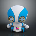 Cute Robot Character Design For Children Fashion With Blue White Color And Big Eyes