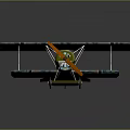 Vintage Biplane Model With Blue Green Camouflage Black Cross Markings On Wings