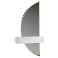 Half Moon Mirror with Gold Frame and White Storage Shelf Design 3d model