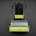 Yellow Heavy Duty Road Roller With Single Drum Cab And Safety Sign