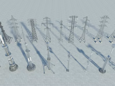 Various Types of Transmission Towers and Electrical Industrial Metal Structures for Power Facilities 3d model
