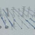 Various Types of Transmission Towers and Electrical Industrial Metal Structures for Power Facilities
