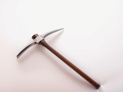 Industrial Equipment Pickaxe With Metal Head And Wooden Handle For Mining 3d model