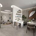 Modern Beauty Salon Interior With Reception Desk Product Shelves Chairs And Plants