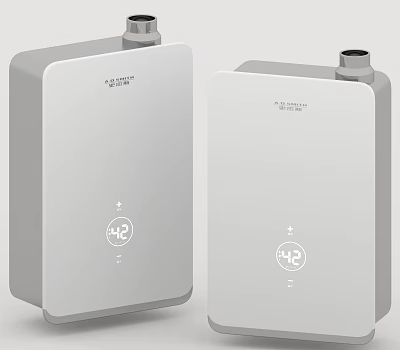 Two Modern White Household Appliances With Digital Temperature Display And Sleek Design 3d model