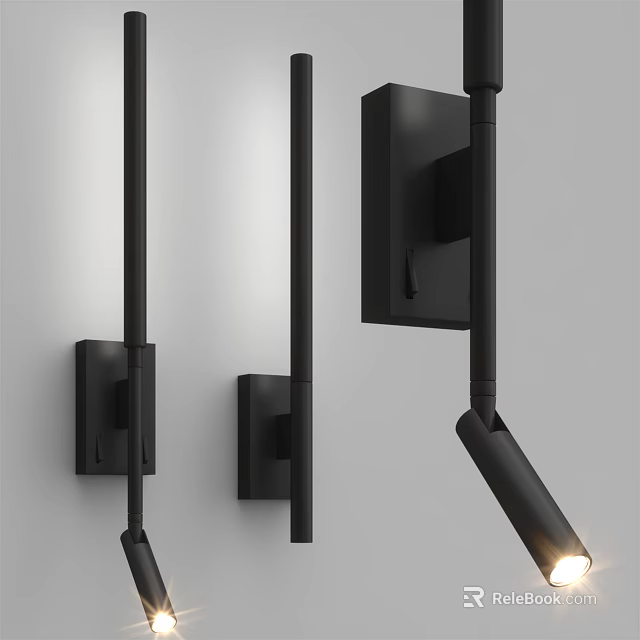 Modern Sleek Black Wall Lamp With Minimalist Design And Adjustable Arm 3d model 