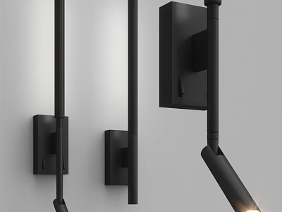 Modern Sleek Black Wall Lamp With Minimalist Design And Adjustable Arm 3d model