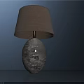 Modern Table Lamp With Light Brown Fabric Shade And Gray Textured Base 3d model