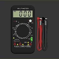 High Precision Digital Multimeter With Clear Display Red Black Test Leads And Function Dial 3d model