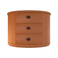 Italian Style Bedside Table Round Simple Small Apartment Bedside Cabinet Light Luxury Solid Wood Large Drawer Leather Art Cabinet 3d model