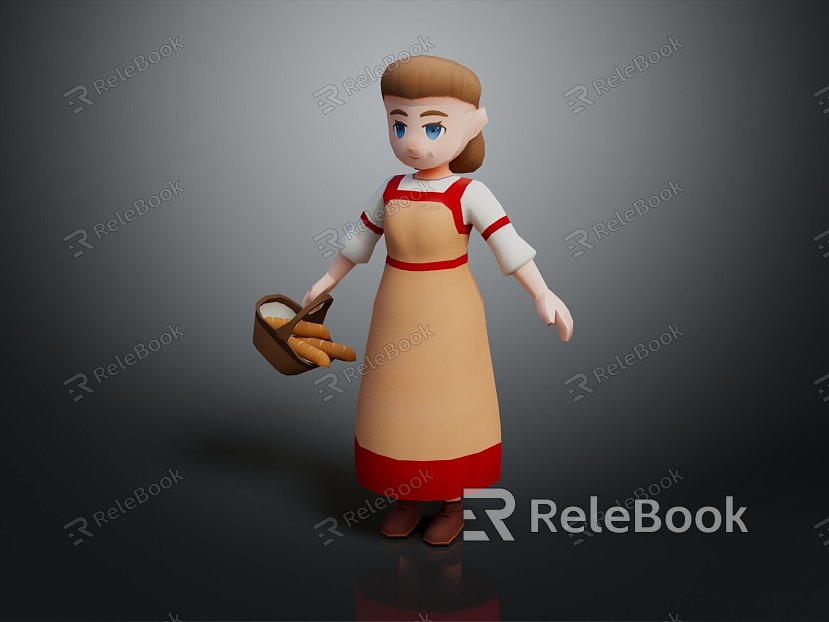 Modern Game Character Woman Maid Cartoon Character Cartoon Woman model