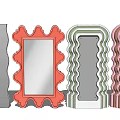 Decorative Mirrors With Unique Frame Designs And Colorful Wavy Edges 3d model