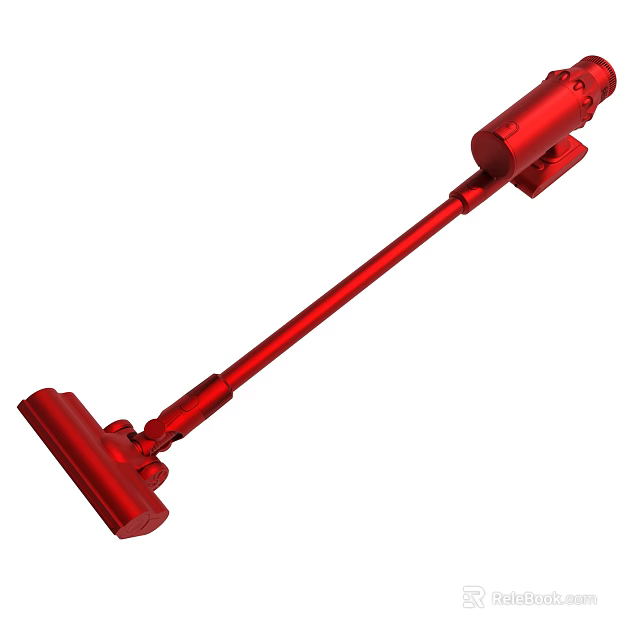 Red Vacuum Cleaner With Long Handle And Efficient Cleaning Design 3d model