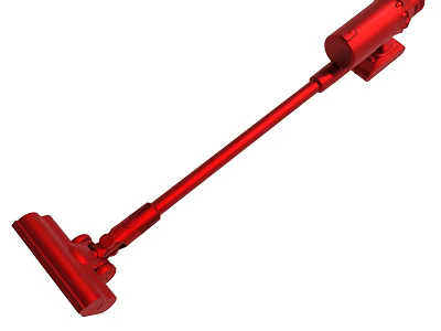 Red Vacuum Cleaner With Long Handle And Efficient Cleaning Design 3d model