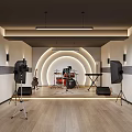 Modern Professional Music Studio With Full Musical Instruments And Warm Ambient Lighting Interior Design