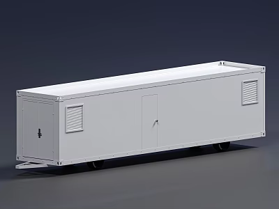 White Mobile Storage Container With Double Doors And Side Vents On Wheels 3d model