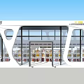Modern Supermarket Department Store Building With Glass Windows And Product Displays