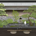 Japanese Style Courtyard Garden With Pine Trees Stone Elements And Zen Decor
