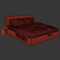Modern Stylish Upholstered Double Bed With Cozy Bedding And Integrated Side Nightstand For Bedroom Decoration