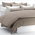 Soft Double Bed With Cozy Knitted Bedding And Multiple Decorative Pillows In Neutral Tones 3d model