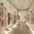 Modern Clothing Store Interior With Clothes On Racks Mannequins And Shoes
