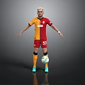 Man in Red and Yellow Kappa Jersey with Number 55 Standing on Football