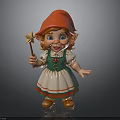 Cute Elf Doll With Red Hat Star Wand Green Dress And Brown Shoes