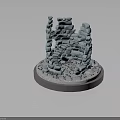 Blue Stone Tower Model With Spiral Staircase And Gravel Base