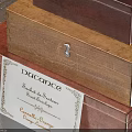 Wooden And White Storage Boxes With Stacked Small Household Items