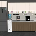 Cream Style Office Tea Room Direct Drinking Machine Coffee Machine Refrigerator Movable Rail Socket Coffee Cup Mug Tea Cup 3d model