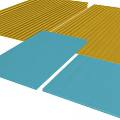 Modern Transparent Ribbed Wall Paneling in Yellow and Blue Colors
