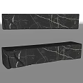 Modern Black Public Bench with Marble Pattern Design for Outdoor Spaces 3d model