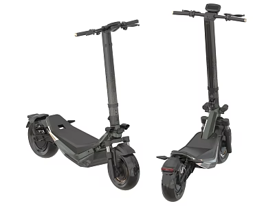 Two Modern Electric Scooters With Black Frame And Foldable Design 3d model