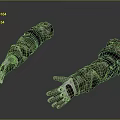 Two Futuristic Mechanical Arms With Detailed Metallic Design And Bloodstains