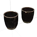 Set Of Two Black Ceramic Cups Handcrafted Vintage Design With Natural Clay Base