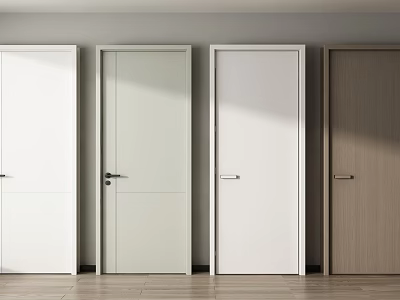Modern Hinged Doors With White Light Gray And Wooden Simple Designs For Interior 3d model