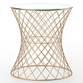Elegant Modern Coffee Table With Gold Metal Mesh Geometric Structure Design 3d model