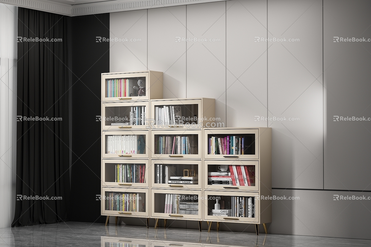 Modern bookcase combination 3d model