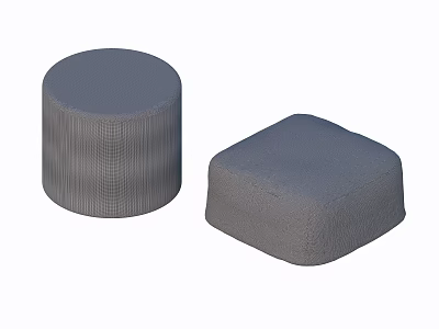 Round and Square Textured Stools with Simple Gray Design Two Piece Set 3d model
