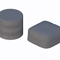 Round and Square Textured Stools with Simple Gray Design Two Piece Set