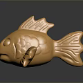 Decorative Golden Fish Figurine With Shiny Metallic Surface And Detailed Fins
