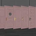 Elegant Carved Hinged Doors With Various Designs And Golden Handles
