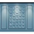Blue Geometric Pattern Background Wall With Relief Design Decorative Borders And Lighting 3d model