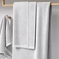 Soft Gray Bath Towels Hanging and Folded with Soft Texture for Bathroom Use 3d model