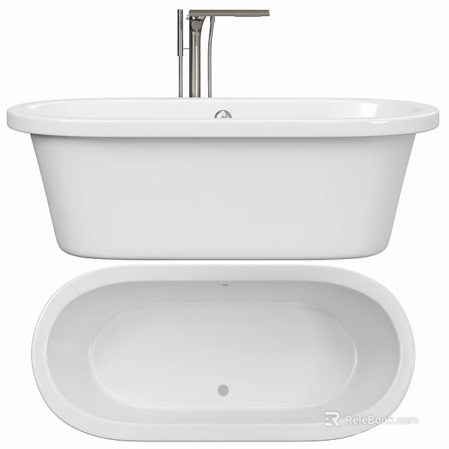 White Freestanding Bathtub Top And Bottom View 3d model 