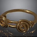 Golden Metallic Bangle With Circular Design And Spiral Decorations For Daily Accessory