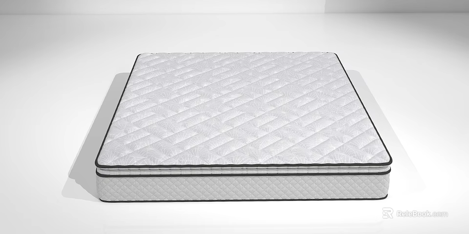 Clean White Mattress With Diamond Stitching And Black Border Design 3d model 